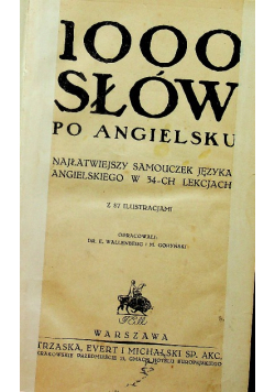 1000 słów po angielsku zeszyt 1 do 12 1946r