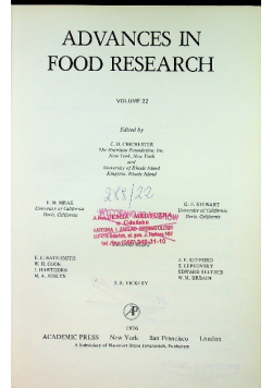 Advances in food research Volume 22
