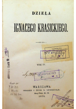 Dzieła Ignacego Krasickiego tomik IV 1878 r.