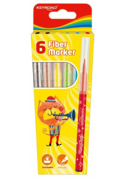 Flamastry Fiber Marker 6 kolorów