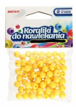 Koraliki do nawlekania żółte + sznurek 8mm 16g