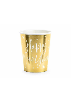 Kubeczki Happy New Year złote 220ml 6szt