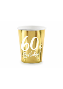 Kubeczki 60th Birthday złote 220ml 6szt