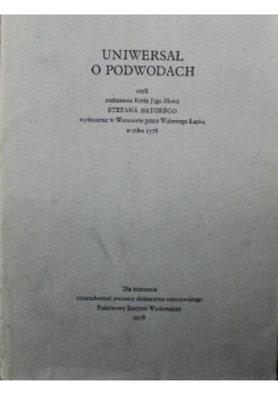 Uniwesał o podwodach czyli rozkazanie Króla Jego Mości Stefana Batorego