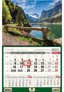 Kalendarz 2023 ścienny jednodzielny Alpy