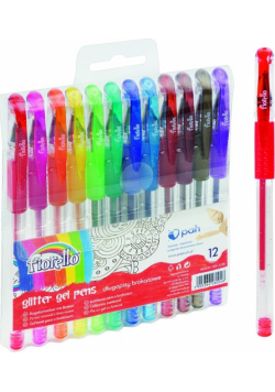 Długopis żelowy z brokatem Fiorello 12 kolorów