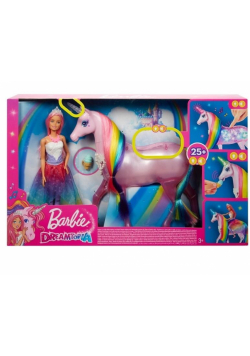 Barbie. Jednorożec magia świateł + lalka