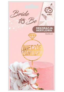 Dekoracja akrylowa na tort wieczór panieński złota
