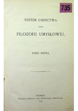 System umnictwa czyli filozofii umysłowej część 2 1874 r.