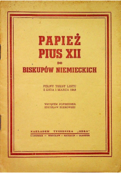 Papież Pius XII do biskupów niemieckich 1948 r.