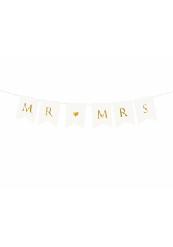 Baner Mr Mrs biały 15x85cm