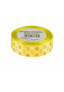 Wstążka satynowa wielkanocna żółta 25mmx22m