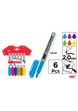 Marker do tekstyliów 6 kolorów
