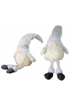 Świąteczny skrzat świecący szary 40cm