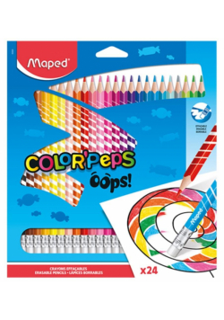 Kredki Colorpeps Oops trójkątne z gumką 24 kol