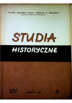 Studia historyczne rok XIV nr 4/ 1971