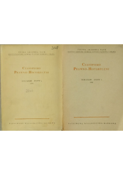 Czasopismo Prawno Historyczne Tom XXXIII, Zeszyt 1 i 2