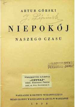 Niepokój naszego czasu 1938 r.