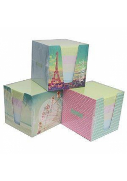 Kostka papierowa kolorowa 9x9x9 cm w kubiku pastel