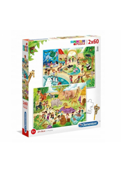 Puzzle 2x60 Super kolor Zoo