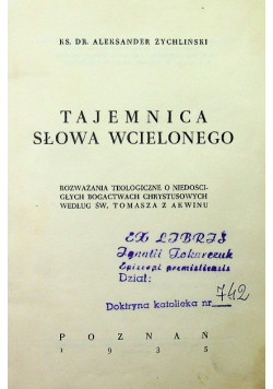 Tajemnica słowa wcielonego 1935 r.