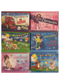 Zaproszenia Urodziny brokat + koperta (10szt)