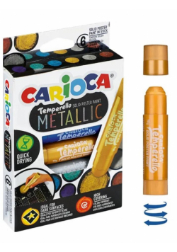Farby w sztyfcie Temporello metalic 6 kol CARIOCA