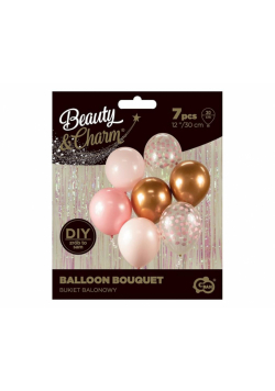 Balony B&C bukiet różowo-miedziane 7szt