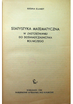 Statystyka matematyczna modele i zadania