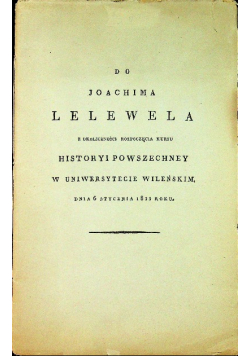 Do Joachima Lelewela 1822 r.