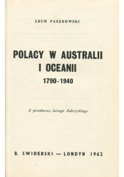 Polacy w Australii i Oceanii 1790 - 1940