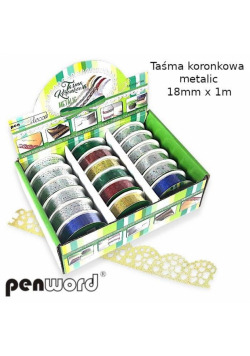 Taśma ozdobna koronkowa metalic 18mmx1m (18szt)