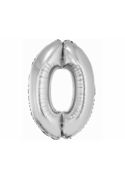 Balon foliowy Smart cyfra 0 srebrny 76cm