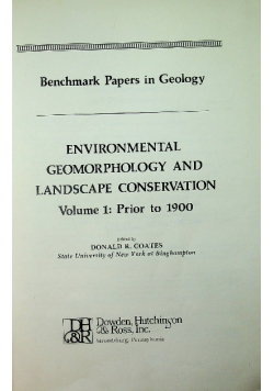 Environmental geomorphology and landscape conservation Volume 1 Prior to 1900