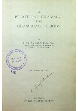 A practical grammar for classical hebrew