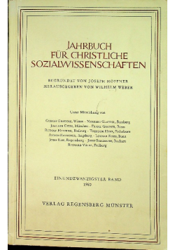 Jahrbuch fur christliche sozialwissenschaften