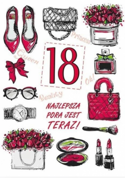 Karnet Party naklejany B6+koperta Urodziny 18 wz09