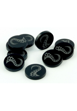 Znaczniki akryl czarne macka orkągłe 22x3mm 10szt