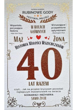 Karnet 40 rocznica ślubu (rubinowa)