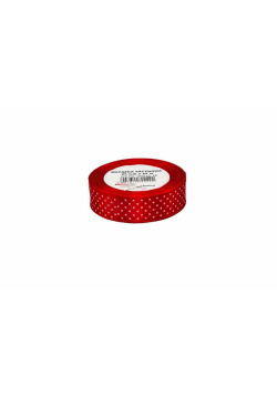 Wstążka satynowa w kropki czerwona 25mmx22m