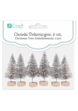 Choinka dekoracyjna srebrna 5cm 6szt