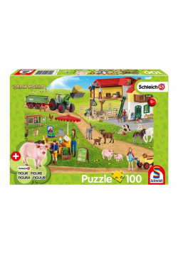 Puzzle 100 Schleich Ekologiczna żywność + figurka