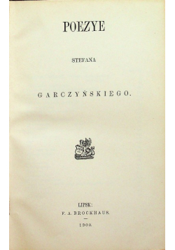 Garczyński  Poezye  1900 r.