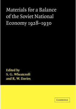 Materials for a Balance of the Soviet National Economy, 1928 1930