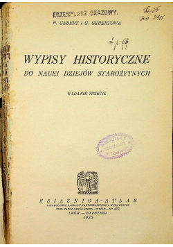 Wypisy historyczne do nauki dziejów starożytnych 1925 r.