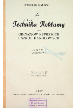 Technika reklamy część 1 1937 r.