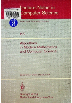 Algorithms in modern mathematics and computer science Lecture notes in computer Science