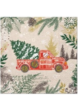 Serwetki Świąteczne auto vintage 33x33cm 20szt