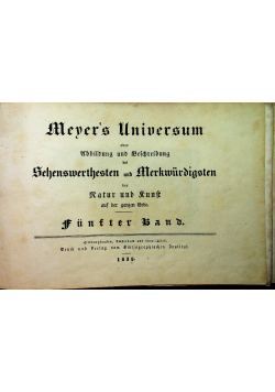 Meyer's Universum oder die schonsten Ansichten der Erde Band 5 1838 r.