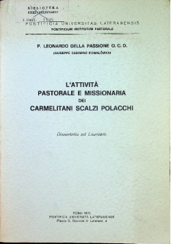 L'attivita Pastorale e missionaria dei Carmelitani Scalzi Polacchi